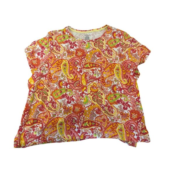 Westbound Woman Paisley Top 3X Red & Yellow Colorful Boho Art - Picture 1 of 4